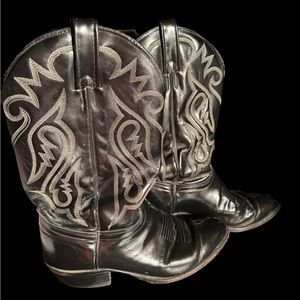 VINTAGE J. CHISHOLM COWBOY BLACK BOOTS SIZE 10